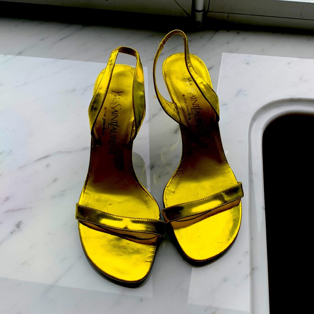 YSL gold metallic sandal, size 36